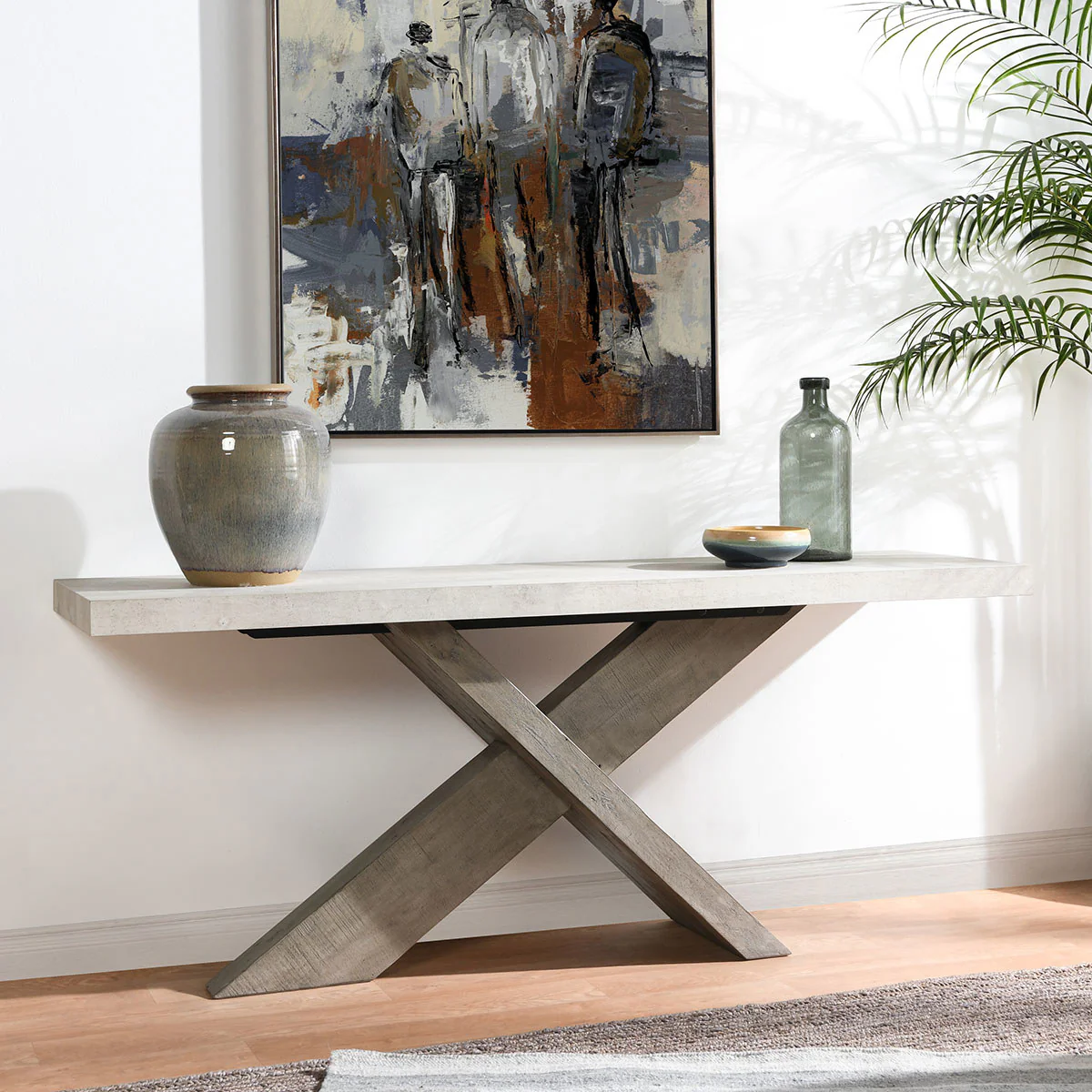 Durant Console Table - Antique White/Distressed Brown - Image 5